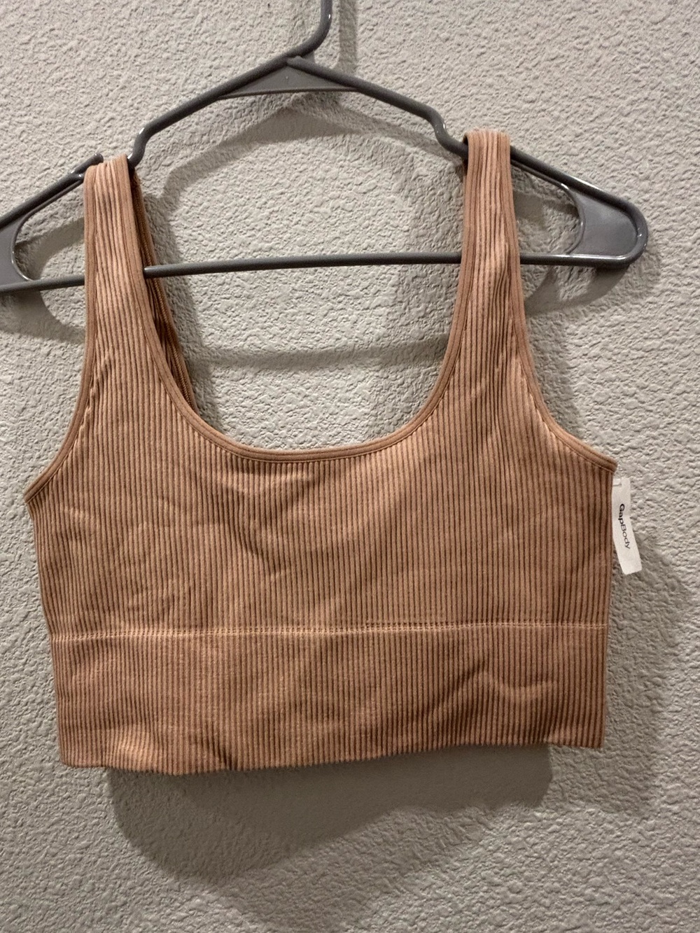 GAP Ribbed Scoop Neck Crop Bralette in Tan